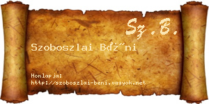 Szoboszlai Béni névjegykártya